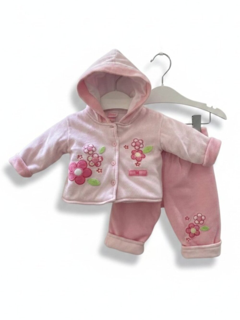 Nannette 2-Piece Padded Floral Matching Hooded Outfit Set 3-6 Months